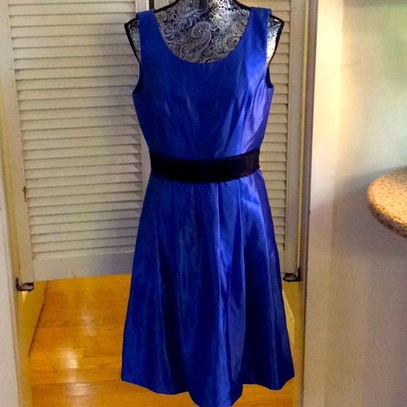 Max & Cleo Dresses Nwt Max Cleo Royal Blue Satinbelted Fit Flare Poshmark